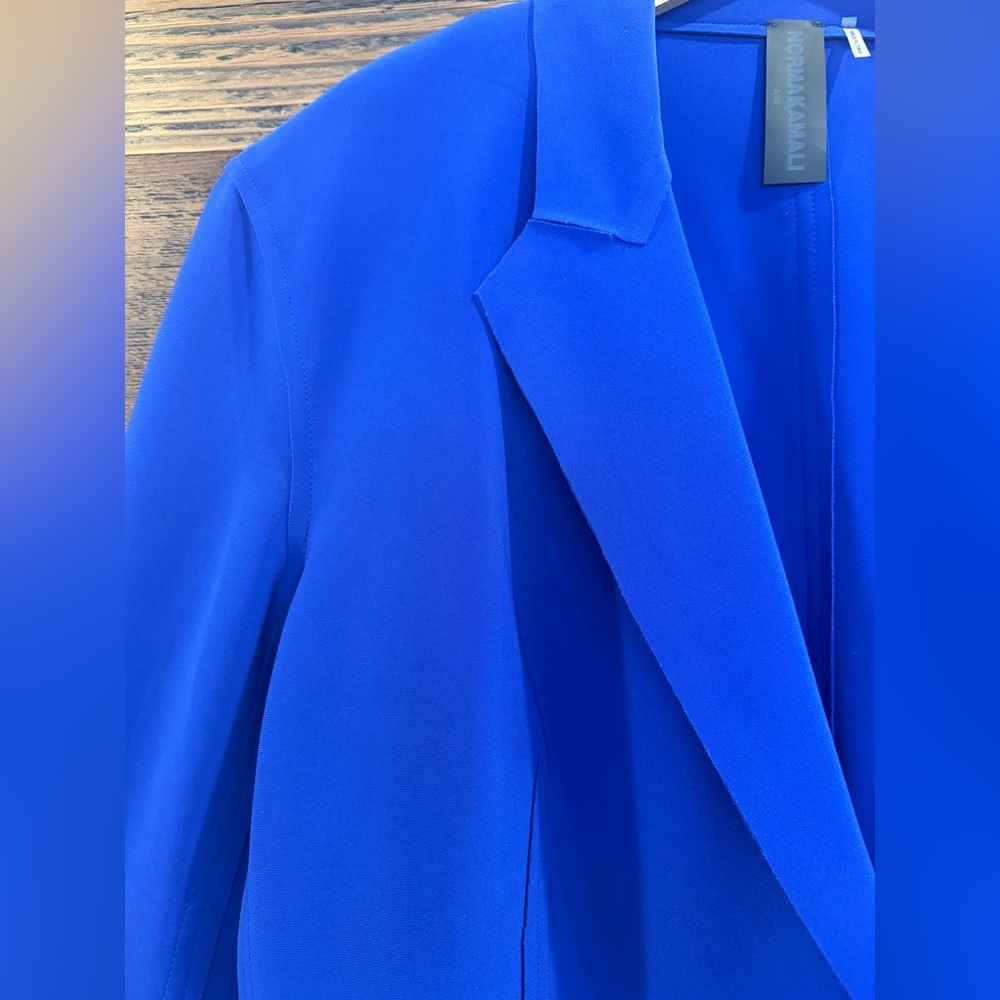 Norma Kamali Single Breasted Straight Fit Jacket in Cobalt - Picture 8 of 14